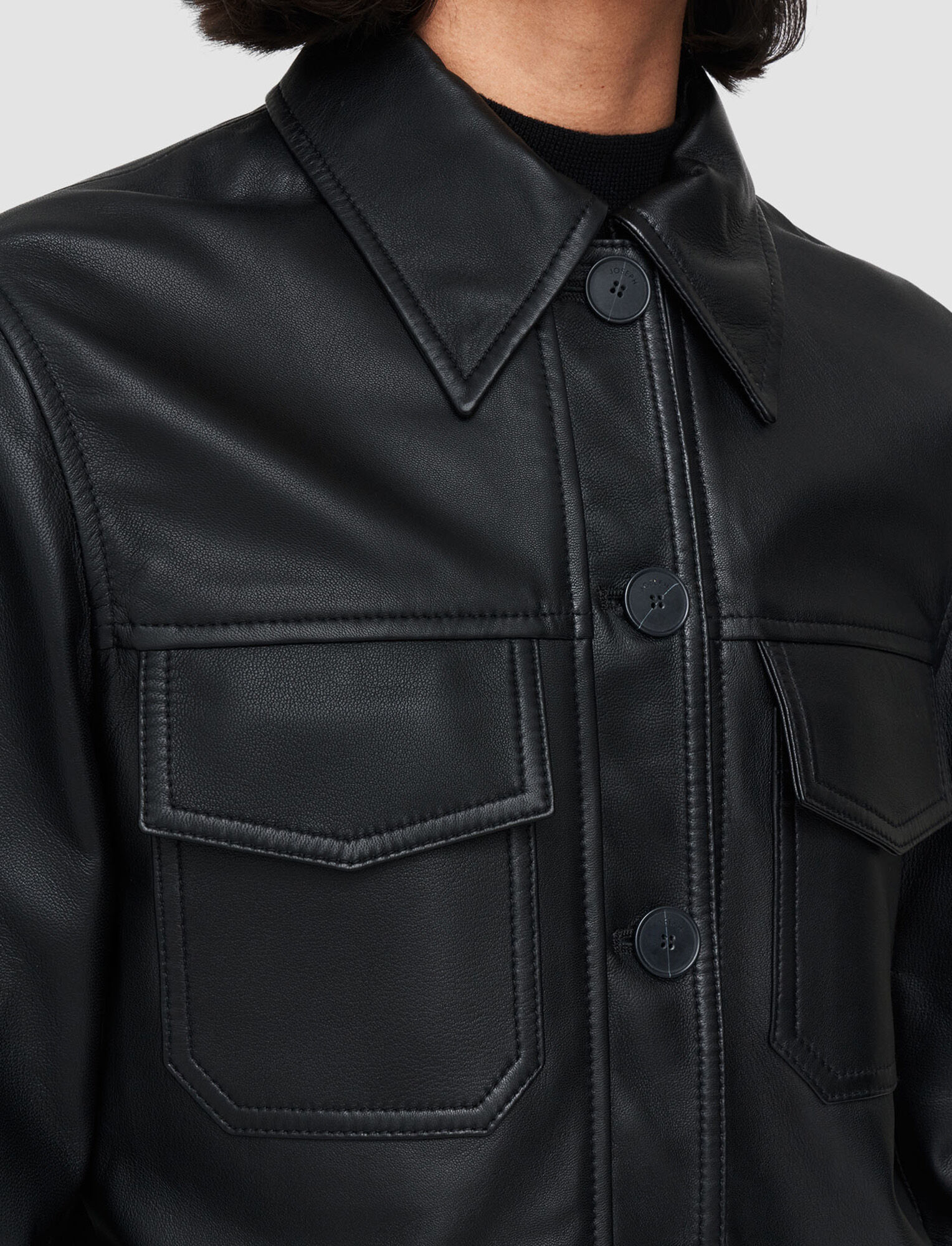 Joseph, Nappa Leather Granville Jacket, in Black